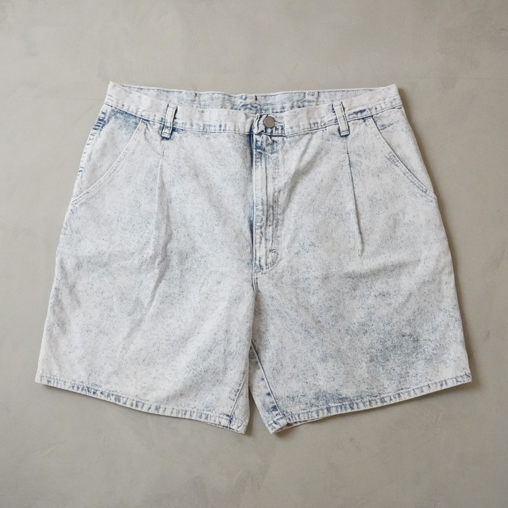 Vintage Wrangler Acid Wash Denim Shorts 38 Mens 90s Blue Made in USA